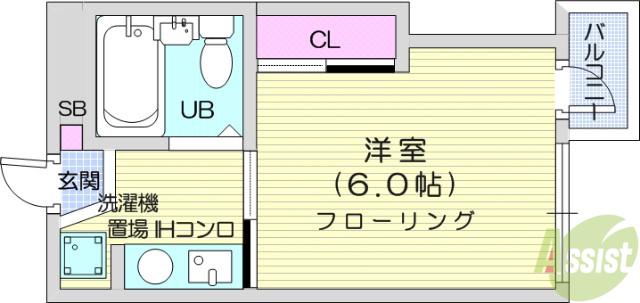 東邦ビル(1K/3階)の間取り写真