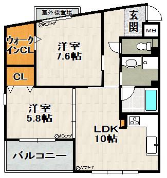 フローラル宝塚(2LDK/2階)の間取り写真