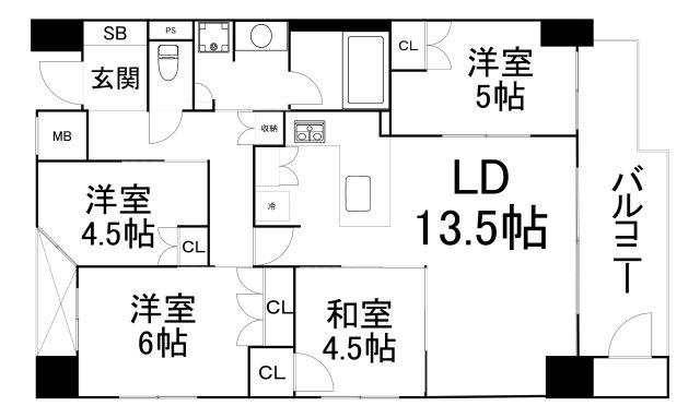 ラヴィータ日本橋(4LDK/10階)の間取り写真