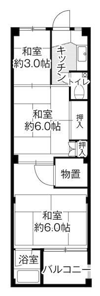 ビレッジハウス下更地2号棟(3K/4階)の間取り写真