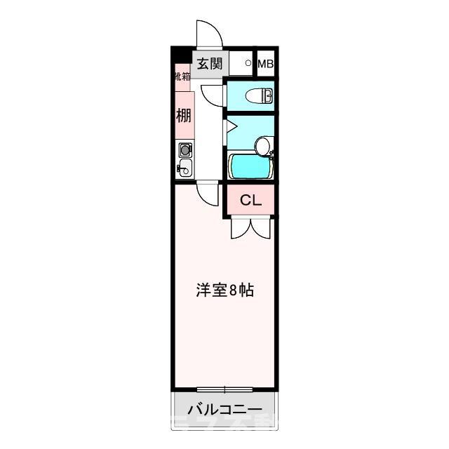 小阪パームコート(1K/2階)の間取り写真