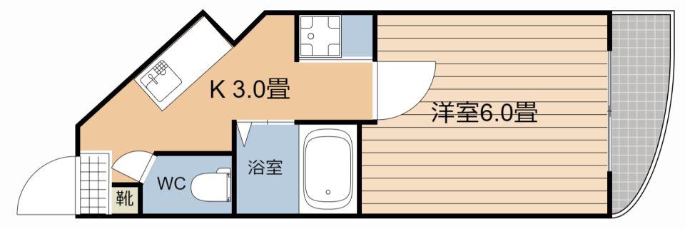めまさビル(1K/1階)の間取り写真