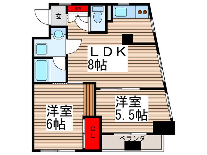 A.Kビル(2LDK/2階)の間取り写真