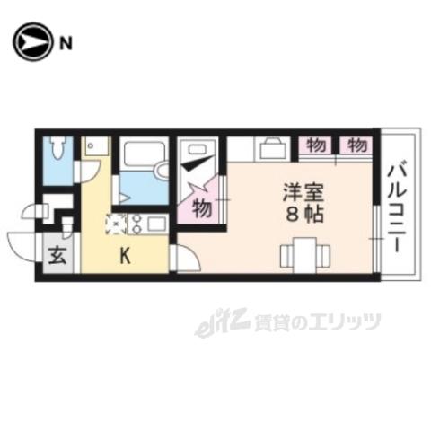 レオパレスFOREST桂坂(1K/2階)の間取り写真