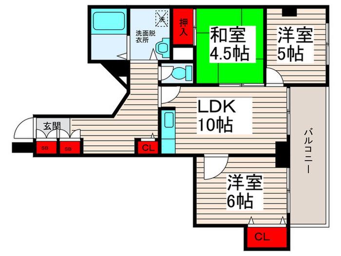 大師グリーンプラザ(3LDK/1階)の間取り写真
