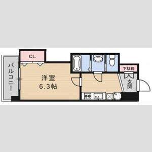 LUXE緑橋(1K/8階)の間取り写真