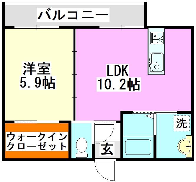 三洋タウン飯塚(1LDK/1階)の間取り写真