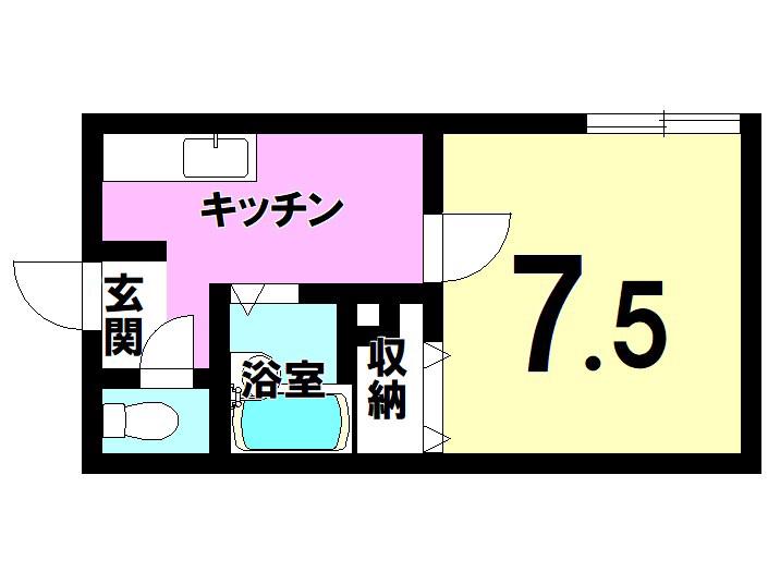 ヴェルディ川崎B(1K/2階)の間取り写真