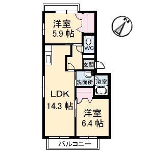 メゾン桜(2LDK/3階)の間取り写真