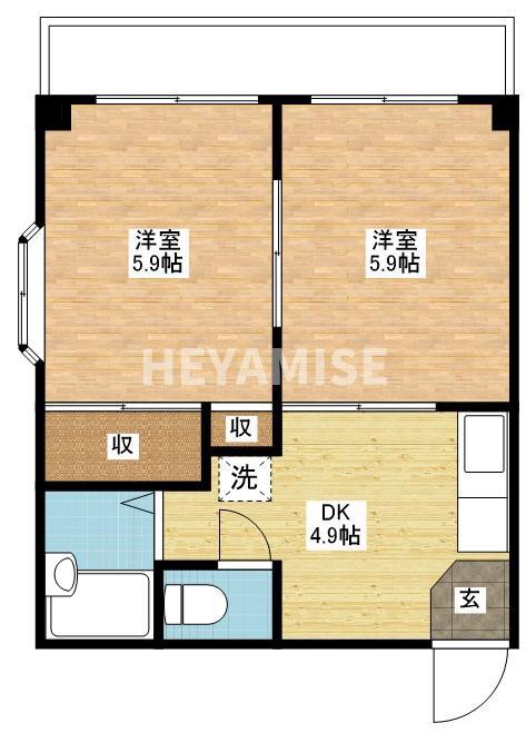 BEN匠6番館(2DK/3階)の間取り写真