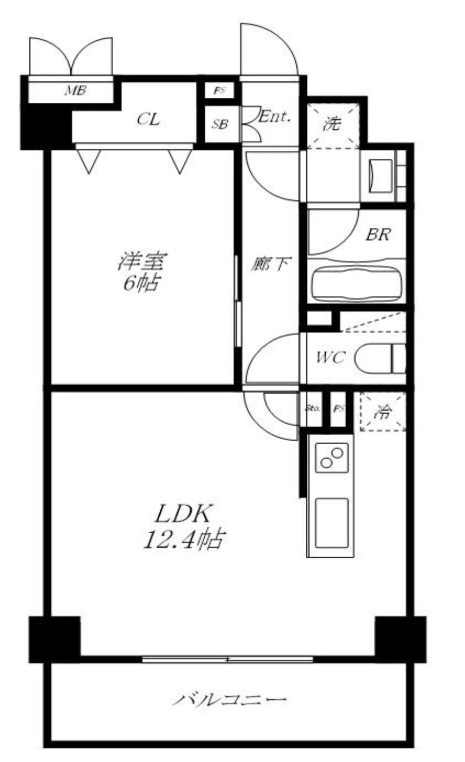 ドメーヌ神楽坂(1LDK/1階)の間取り写真