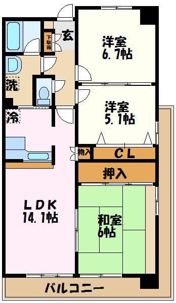 シエスタ大倉山(3LDK/4階)の間取り写真