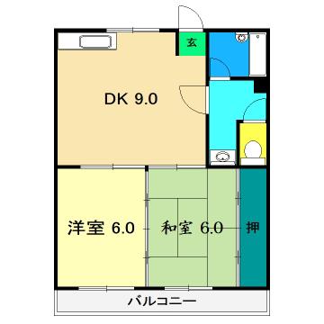 第二池田マンション(2DK/4階)の間取り写真