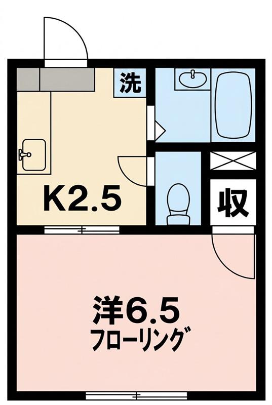 リバティI(1K/2階)の間取り写真