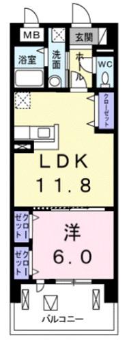 ラ プレミエール エトワール(1LDK/4階)の間取り写真
