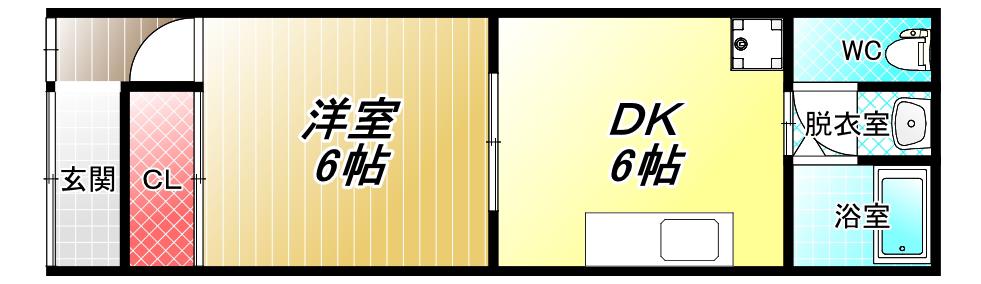 ハイツ石村(1DK/1階)の間取り写真