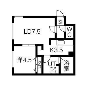 CG HOMES 南5条(1LDK/3階)の間取り写真