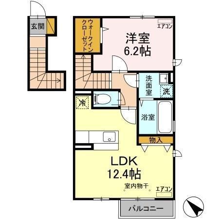 コスモス(1LDK/2階)の間取り写真