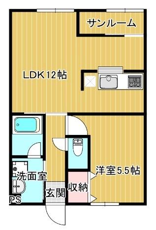 ハイツオウル(1LDK/2階)の間取り写真