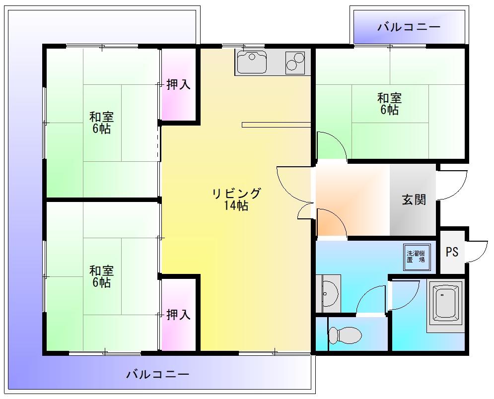 ミラーハイツタバタ(3LDK/3階)の間取り写真