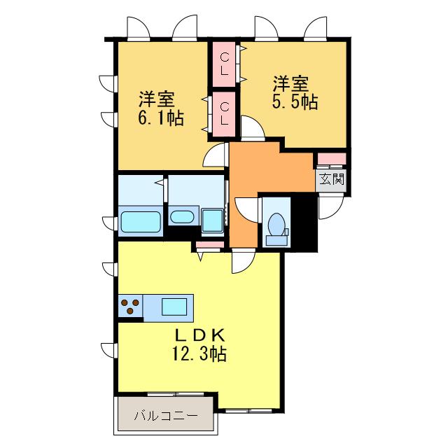 MODERNO(2LDK/3階)の間取り写真