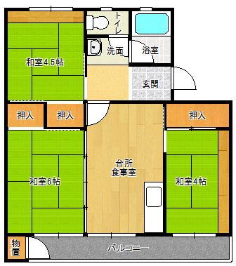 有野団地(3DK/4階)の間取り写真