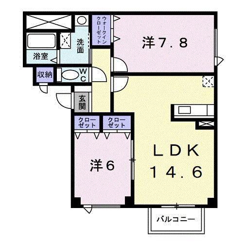 タカノハA(2LDK/2階)の間取り写真