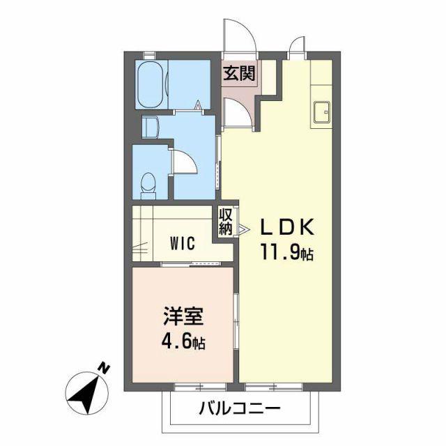 エクセルハイツC棟(1LDK/1階)の間取り写真