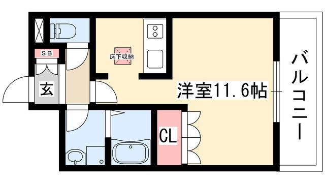 ミール株山(1K/1階)の間取り写真