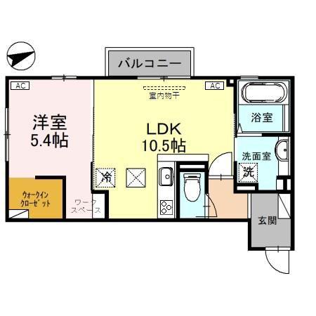 ユースフル高尾台(1LDK/1階)の間取り写真