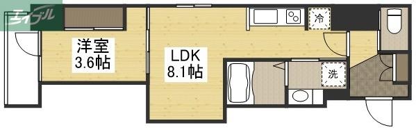月光 大雲寺(1LDK/3階)の間取り写真