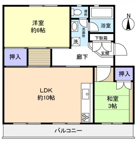 村上団地2街区38号棟(2LDK/5階)の間取り写真
