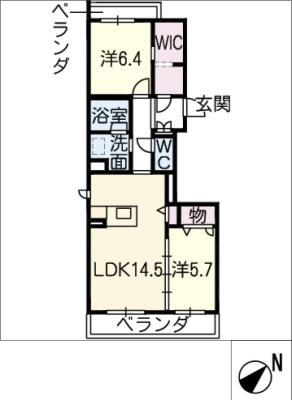 LA GLYCINE(2LDK/2階)の間取り写真