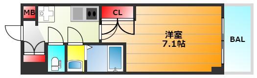 ラグゼ西長堀(1K/8階)の間取り写真