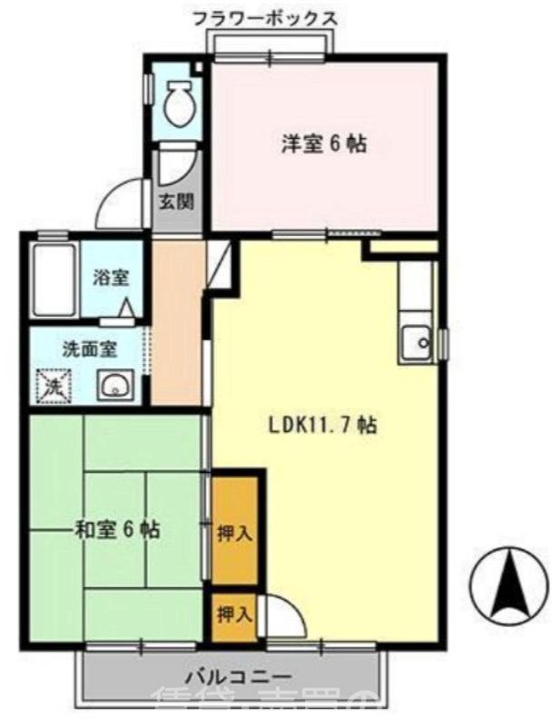 セジュール深井I(2LDK/2階)の間取り写真