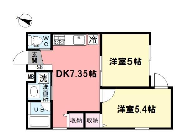 ステージ下石神井(2DK/2階)の間取り写真