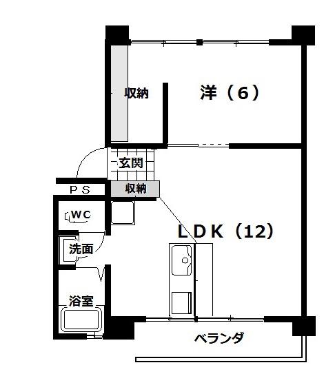 吉川マンション B棟(1LDK/3階)の間取り写真