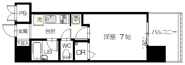 フラットリア仙台駅東(1K/8階)の間取り写真