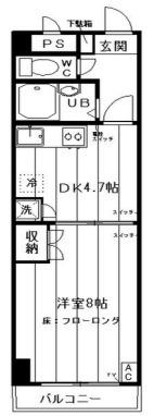レジデンスクラモト(1DK/3階)の間取り写真