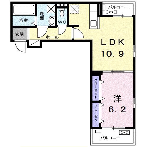 フラン湘南(1LDK/2階)の間取り写真