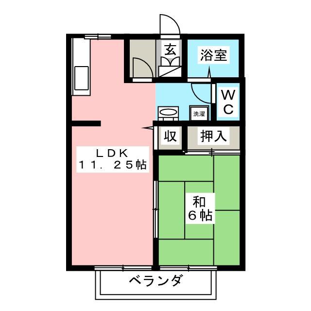 リヴ1号館(1LDK/2階)の間取り写真