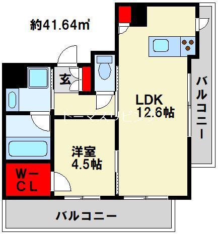 RJRプレシア西小倉駅前(1LDK/7階)の間取り写真