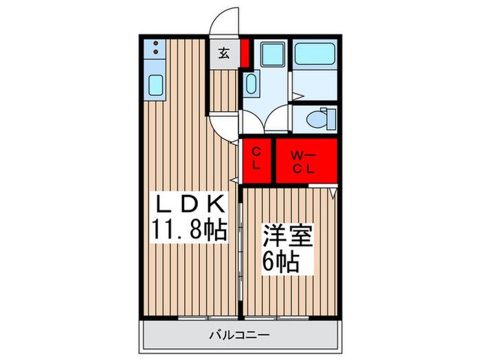 LUMINOUS(1LDK/2階)の間取り写真