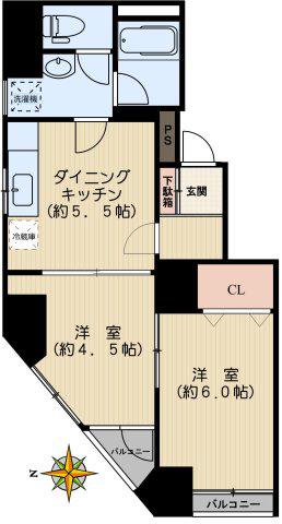 ライオンズマンション本駒込檀(2DK/9階)の間取り写真