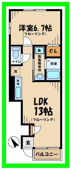 パールオハナ(1LDK/1階)の間取り写真