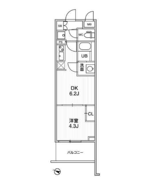 LIME RESIDENCE HIKIFUNE(1DK/3階)の間取り写真