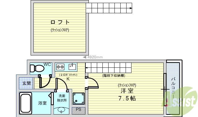 ALPHA STAGE APM(1K/1階)の間取り写真