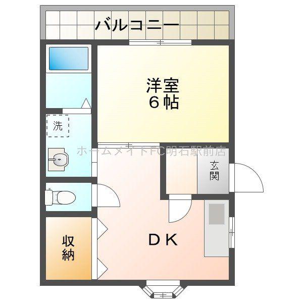 梶本ハイツ(1DK/1階)の間取り写真