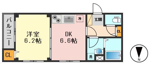 ビューノ亀有(1DK/2階)の間取り写真