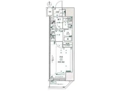 マーロ府中レジデンスR(1K/15階)の間取り写真